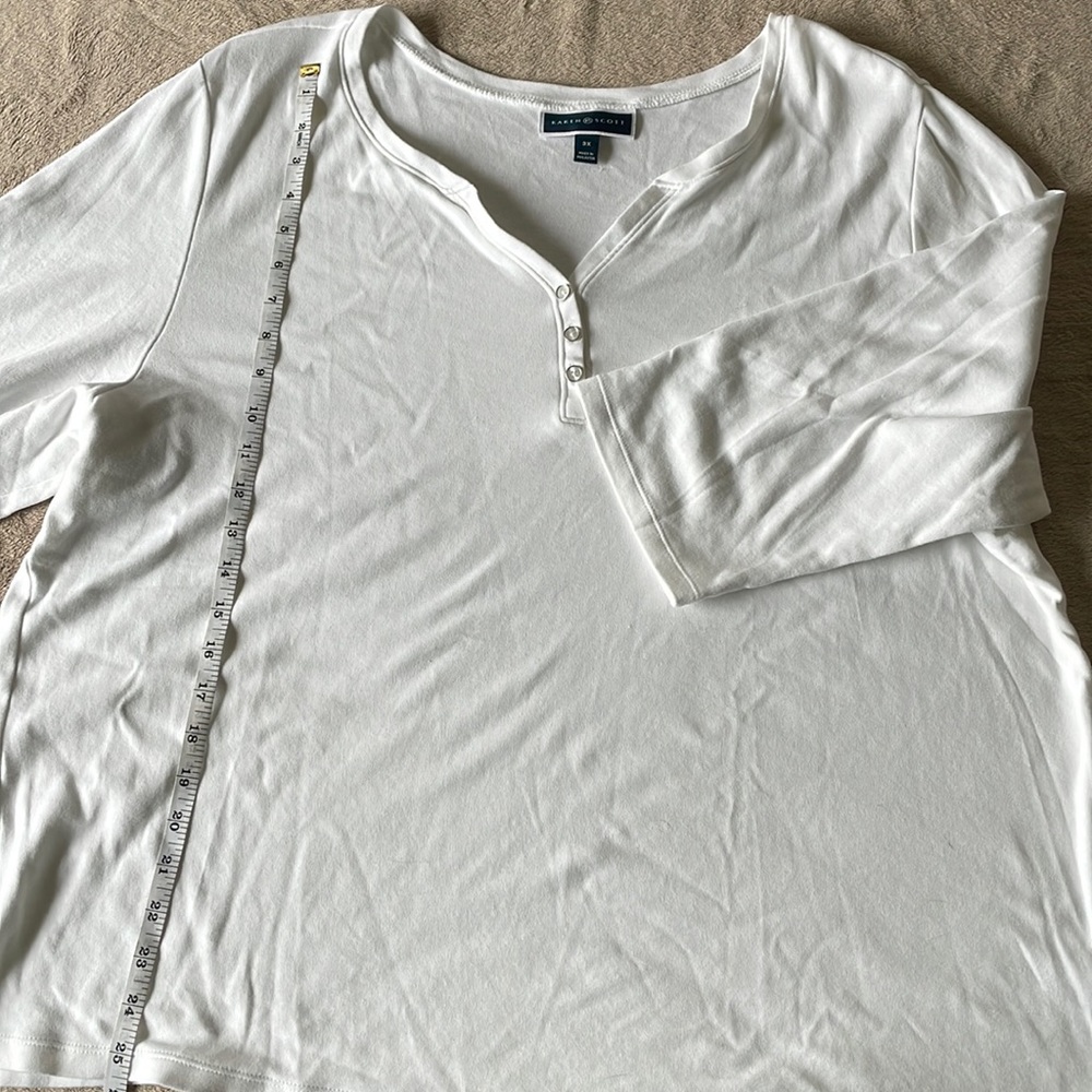 3X White 3/4 length sleeve Karen Scott cotton top